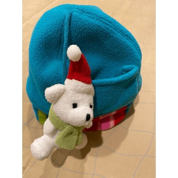 Kids Unisex Winter Mittens & Hat Set Blue 100% Polyester - Picture 8 of 9